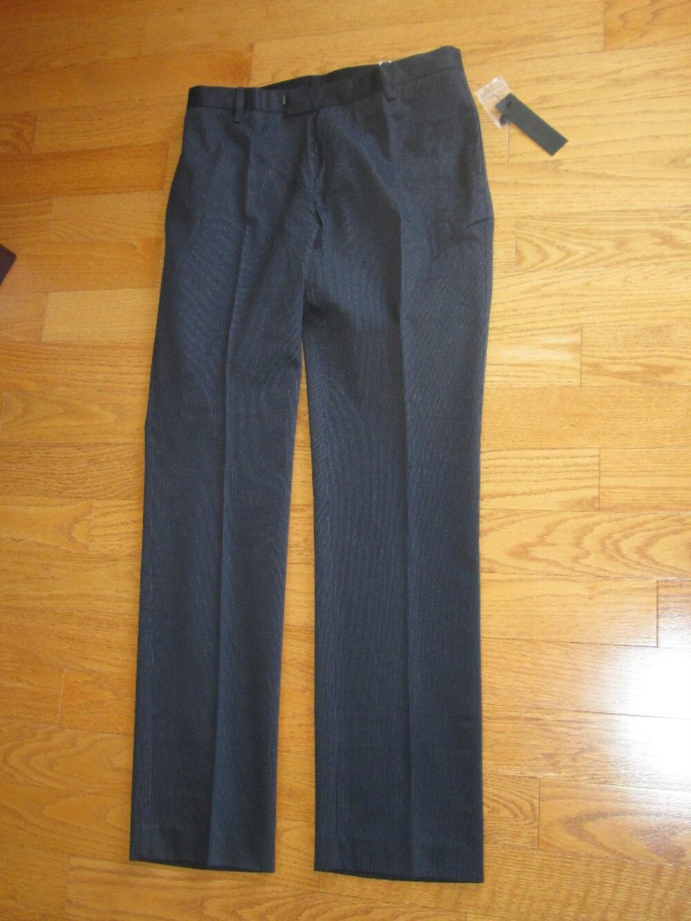 NWT Men's Kenneth Cole New York Cotton Black Striped Dress Pants Size 30/32